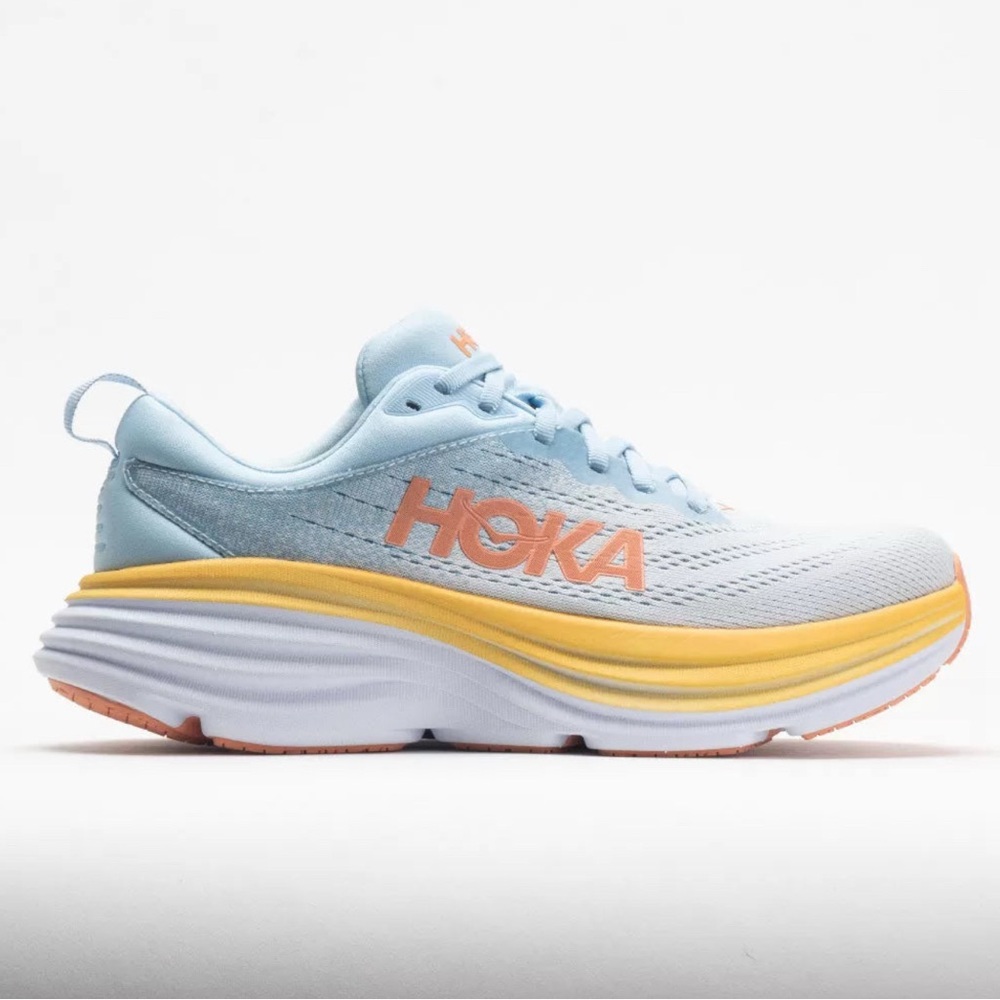 Hoka Sky Blue and Orange Athletic Shoes